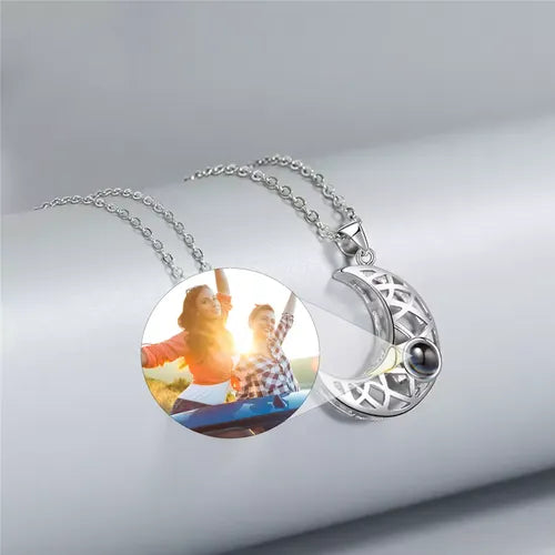 Par de Colares Sol e Lua - Foto Personalizável