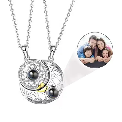 Par de Colares Sol e Lua - Foto Personalizável