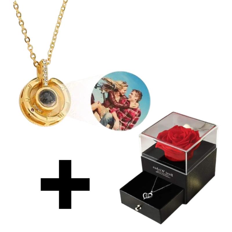 Colar Círculo do Infinito - Foto Personalizável + Caixa Rosa Encantada