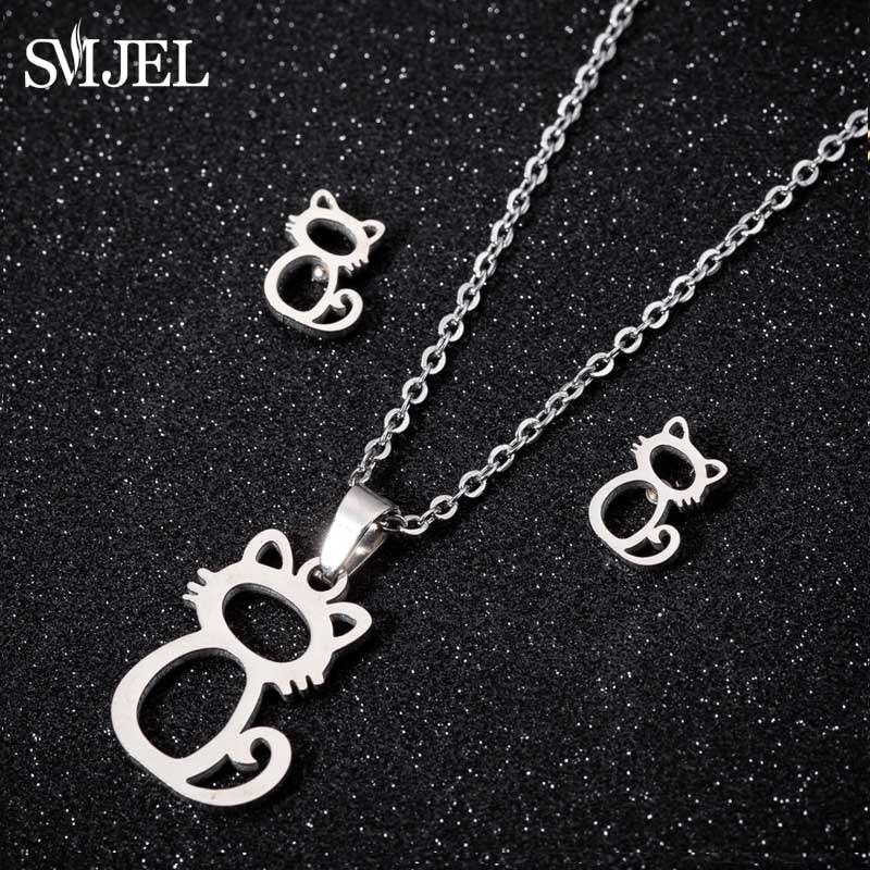 Conjunto Colar e Brinco - Gatinho