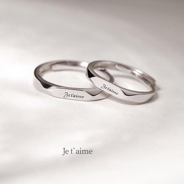 Par de Alianças Je t'aime (Eu Te Amo em Frânces)