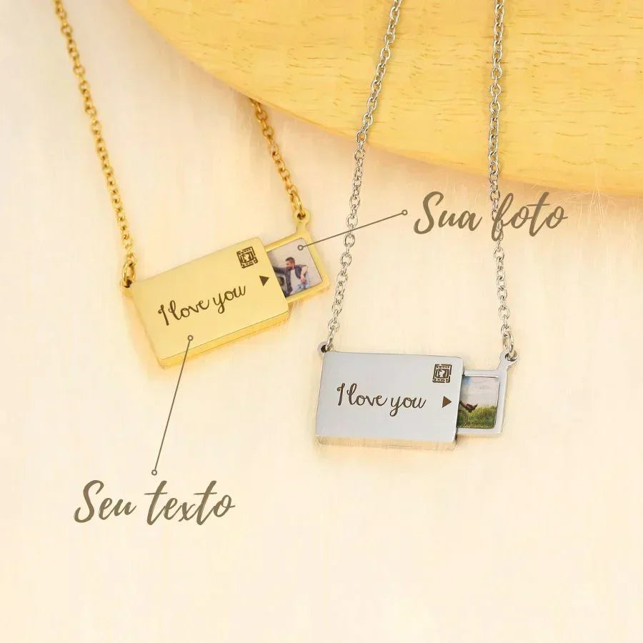 Colar Mensagem de Amor - Foto e Texto Personalizável
