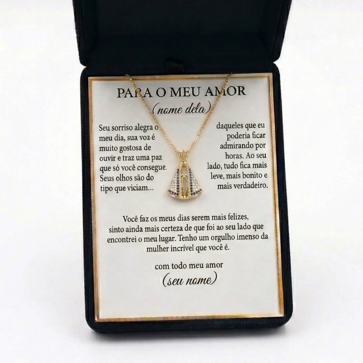 Case Box® Personalize a Carta com Nomes com colar Santa Maria