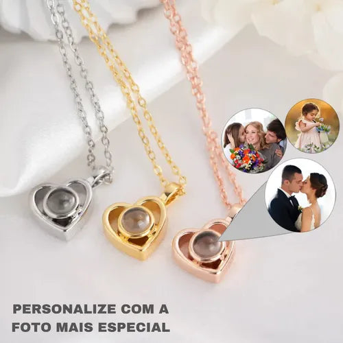 Colar Momentos Eternos - Foto Personalizável + Caixa Com Rosas