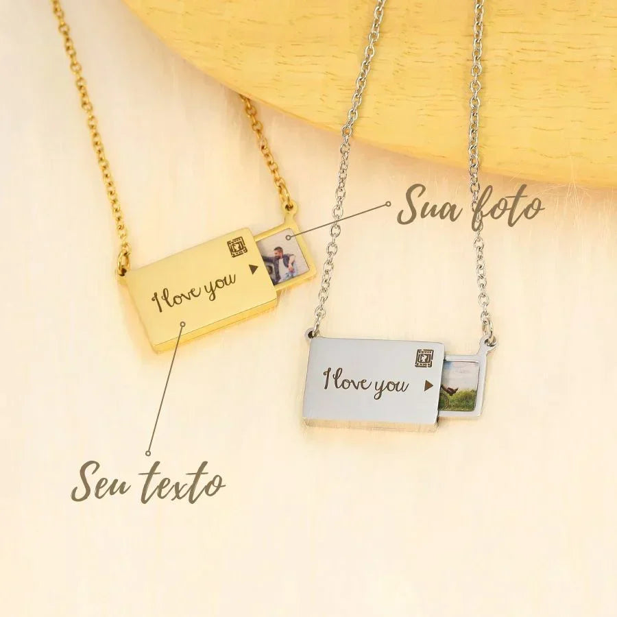 Colar Mensagem de Amor - Foto e Texto Personalizável